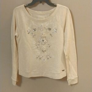 Abercrombie & Fitch Oatmeal color embellished sweatshirt, size medium
